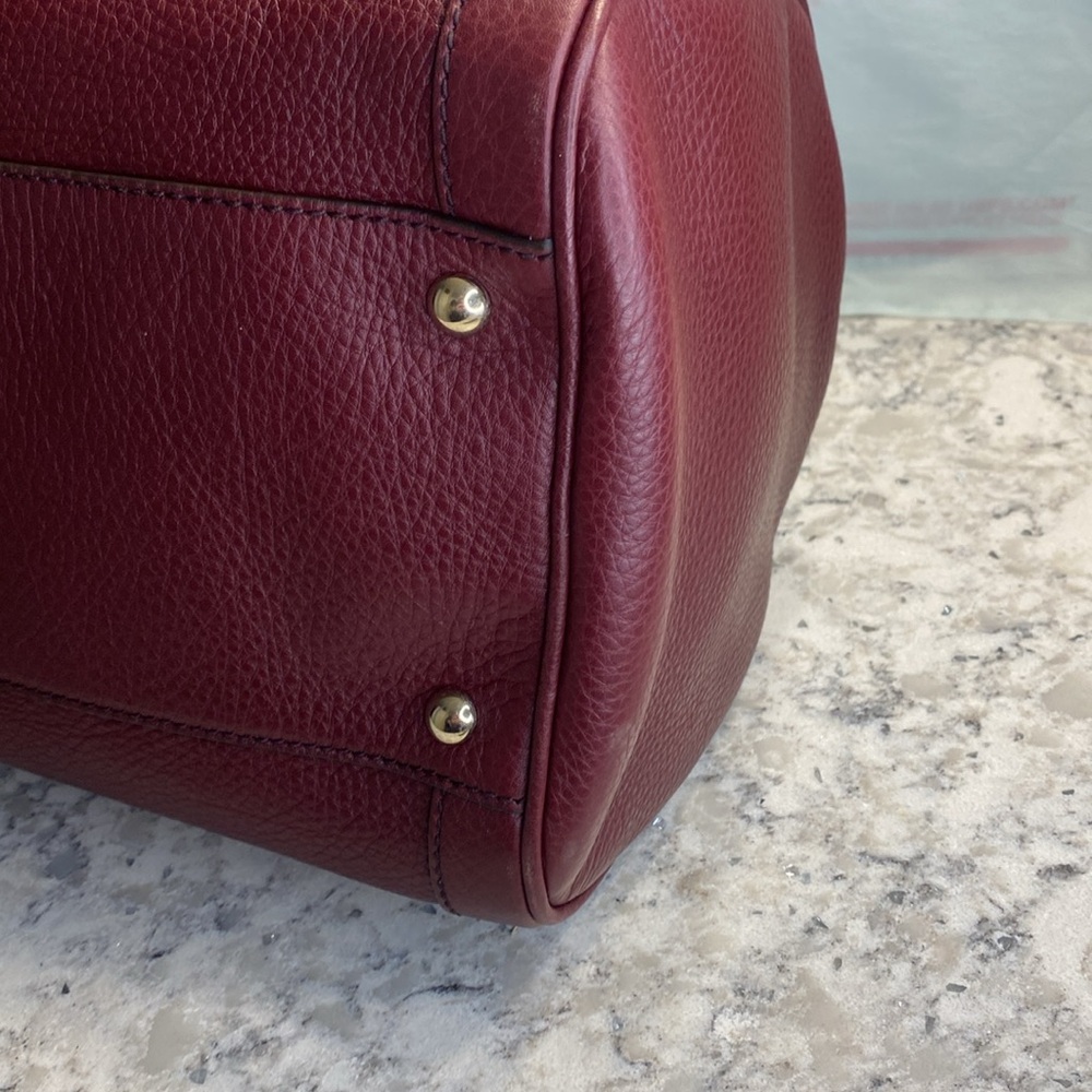 Gucci SoHo Bordeaux Leather Bowler Boston Bag Interlocking GG With COA and Dusty - Picture 7 of 15